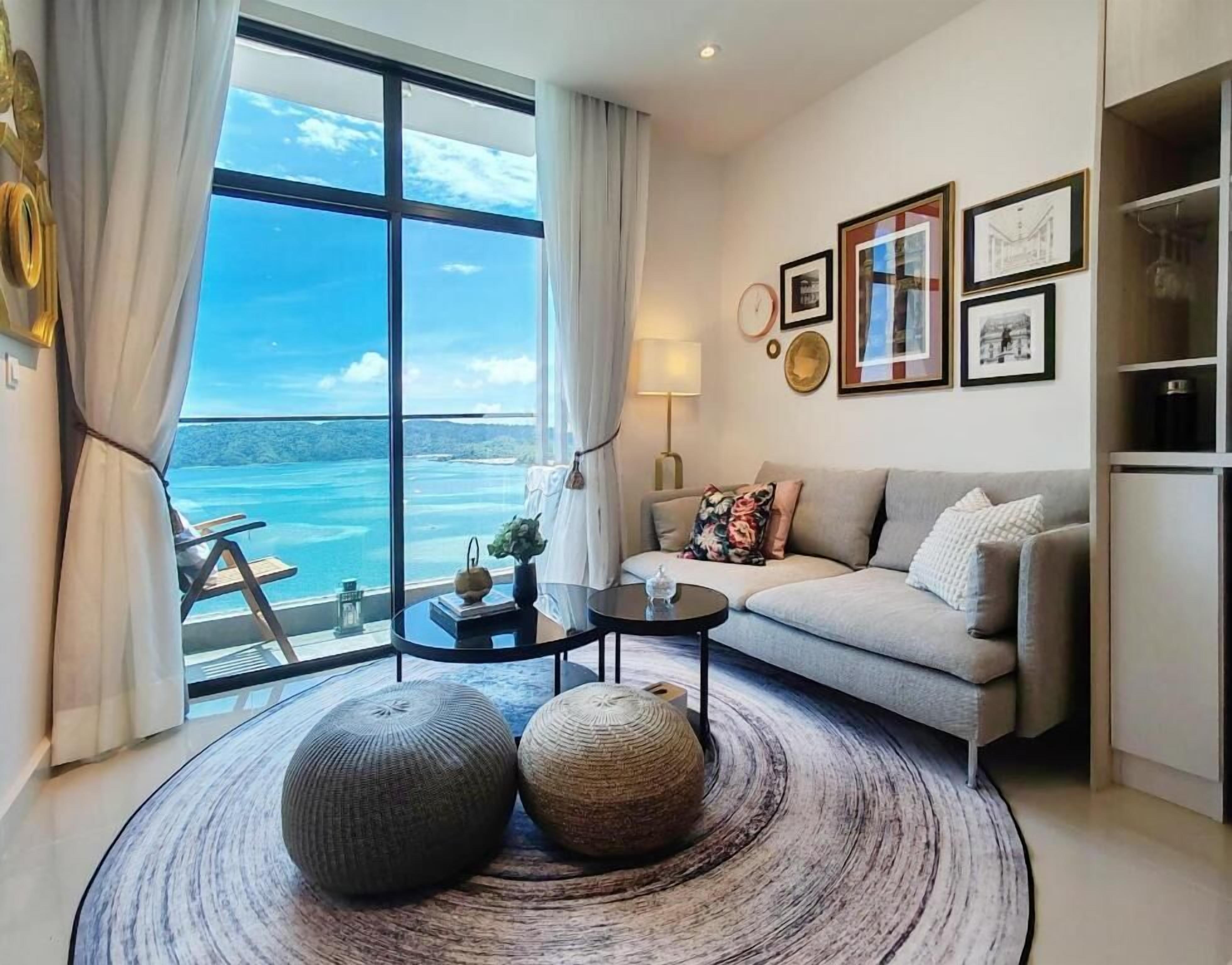 Leilighet – premium, balkong, havneutsikt | Oppholdsområde