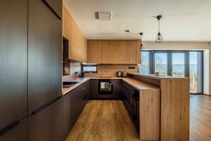 Fridge, microwave, oven, stovetop - Chalet with beautiful panorama and sauna (Albrechtice v Jizerskych horach)