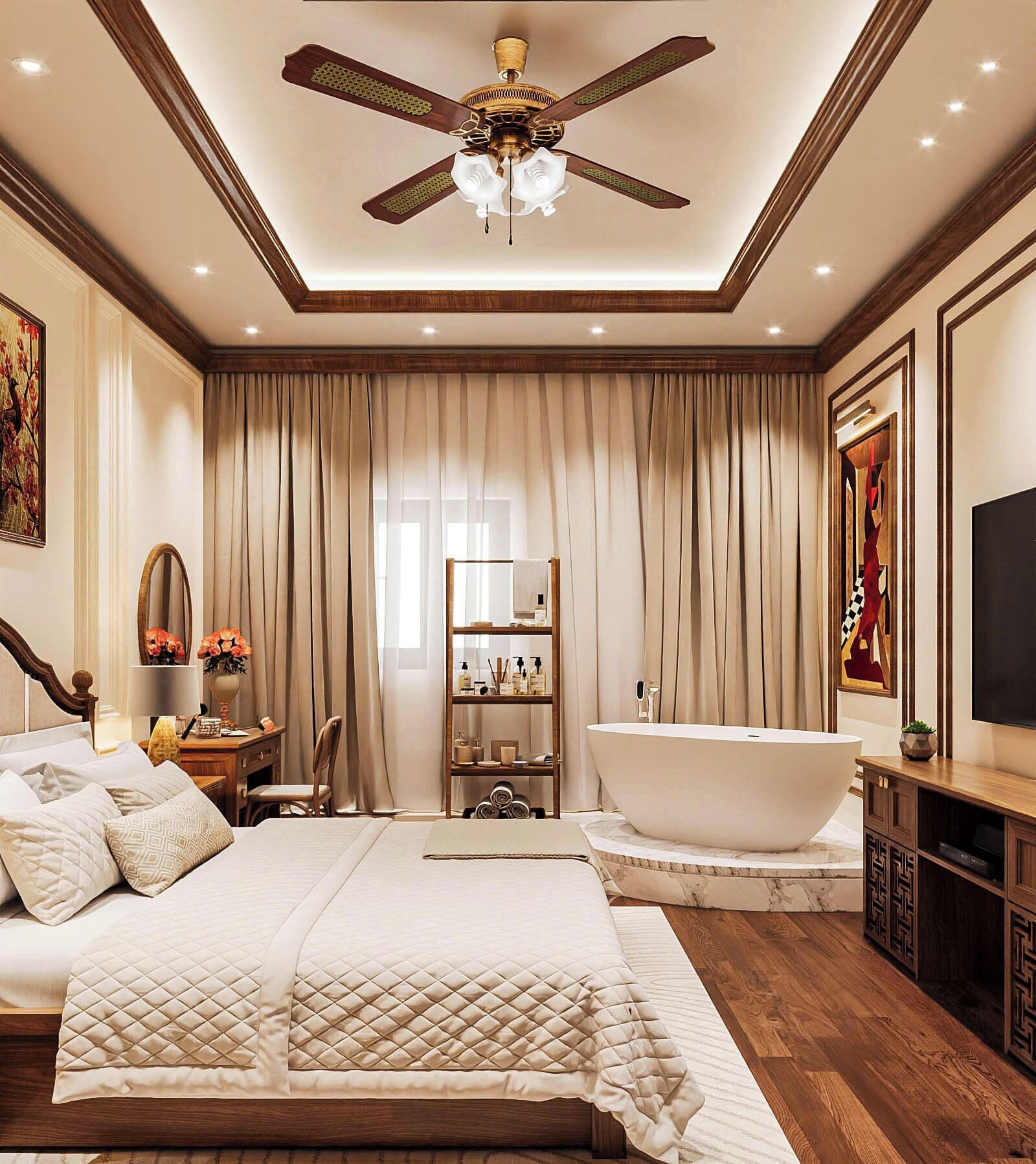 Studio Suite Premier, pemandangan kota | Seprai katun Mesir, seprai premium, dan selimut bulu angsa