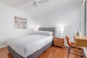 2 bedrooms, desk, iron/ironing board, Internet - Bright 2-Bed Apartment with Balcony & Garage (Five Dock)