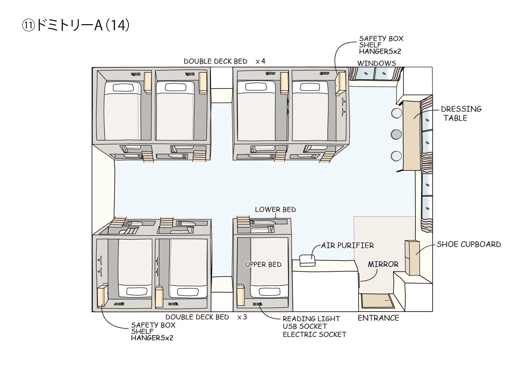 ห้องพักรวม | ผังชั้นอาคาร