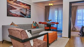 Appartement, vue sur la ville | Aire de séjour