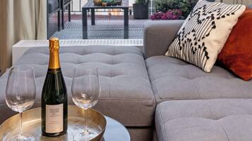 Leilighet – superior, byutsikt | Terrasse/patio