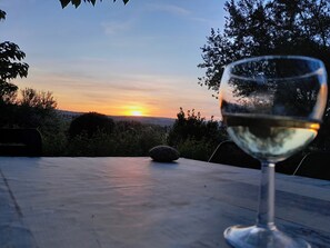 Outdoor dining - Vacation apartment TERRE on a vacation farm in Provence (Pont-Saint-Esprit)