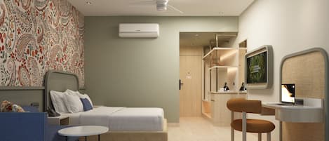 Habitación doble Deluxe, vista a la ciudad | Escritorio, tabla de planchar con plancha y wifi gratis