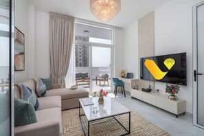 Luxury Apartment, Balcony, City View | Living area - Vogue | Pearlz by Danube near Ibn Battuta Mall (Dubai)