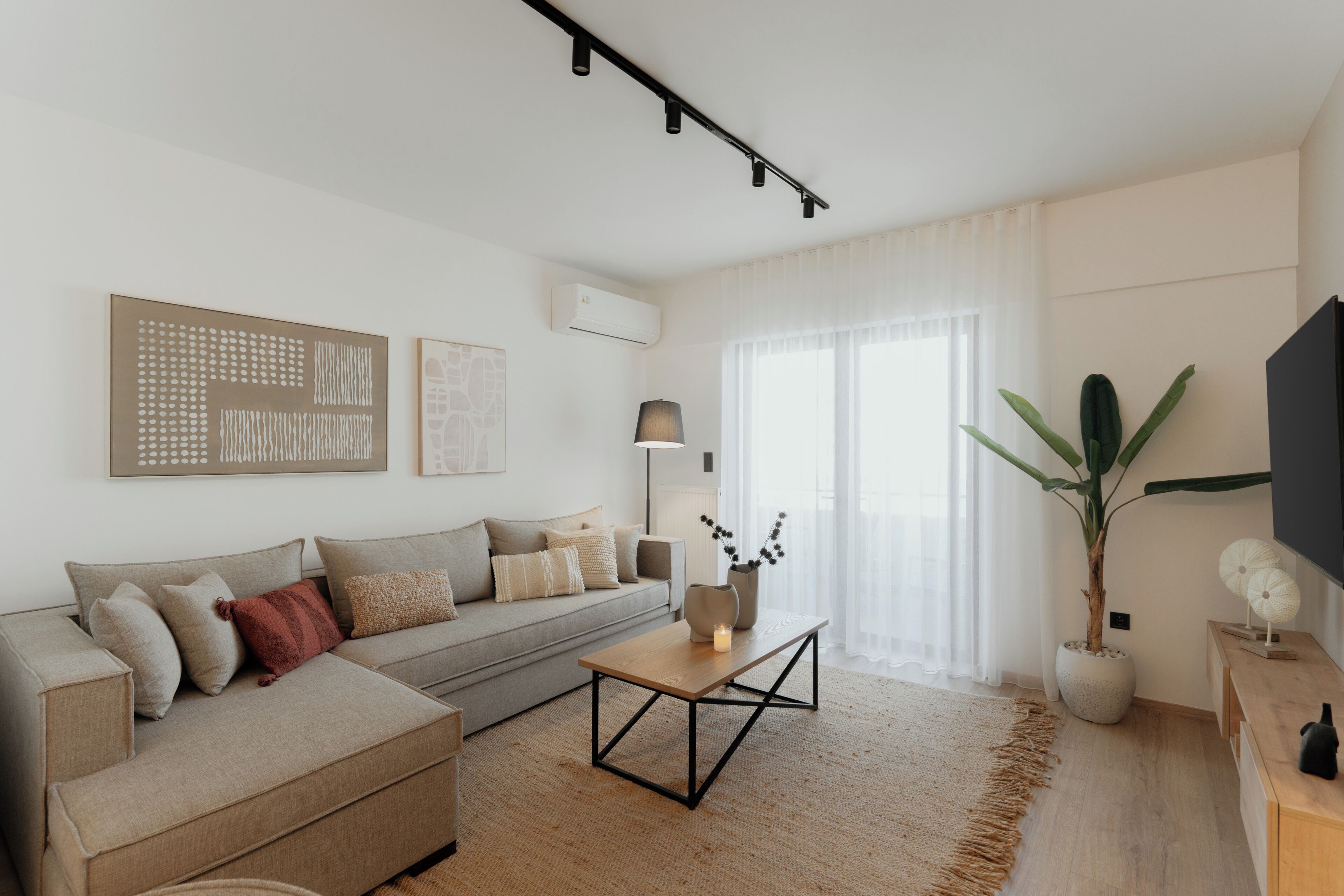 Apartament de luxe, 1 llit de matrimoni i sofà llit | Sala d'estar | Televisor intel·ligent 