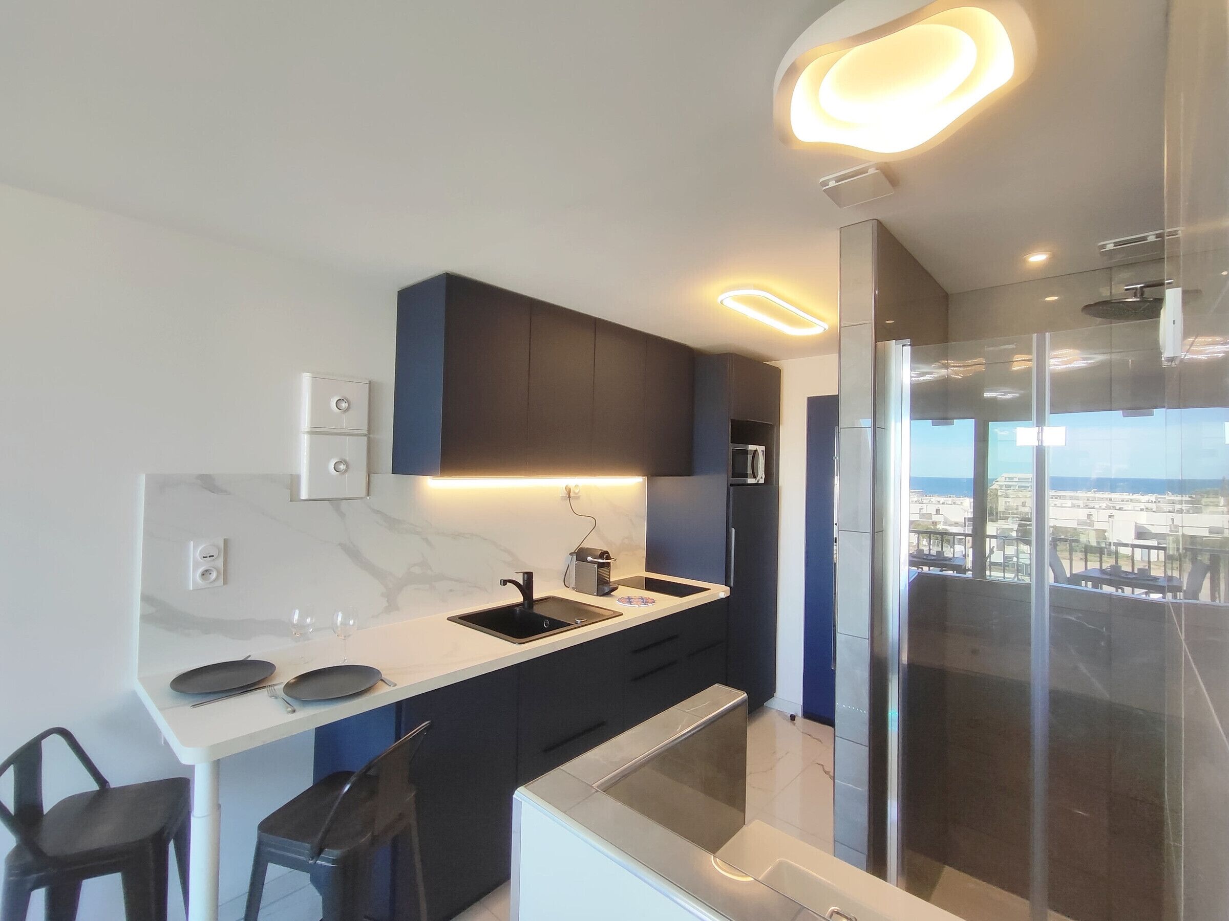 Fridge, microwave, dishwasher