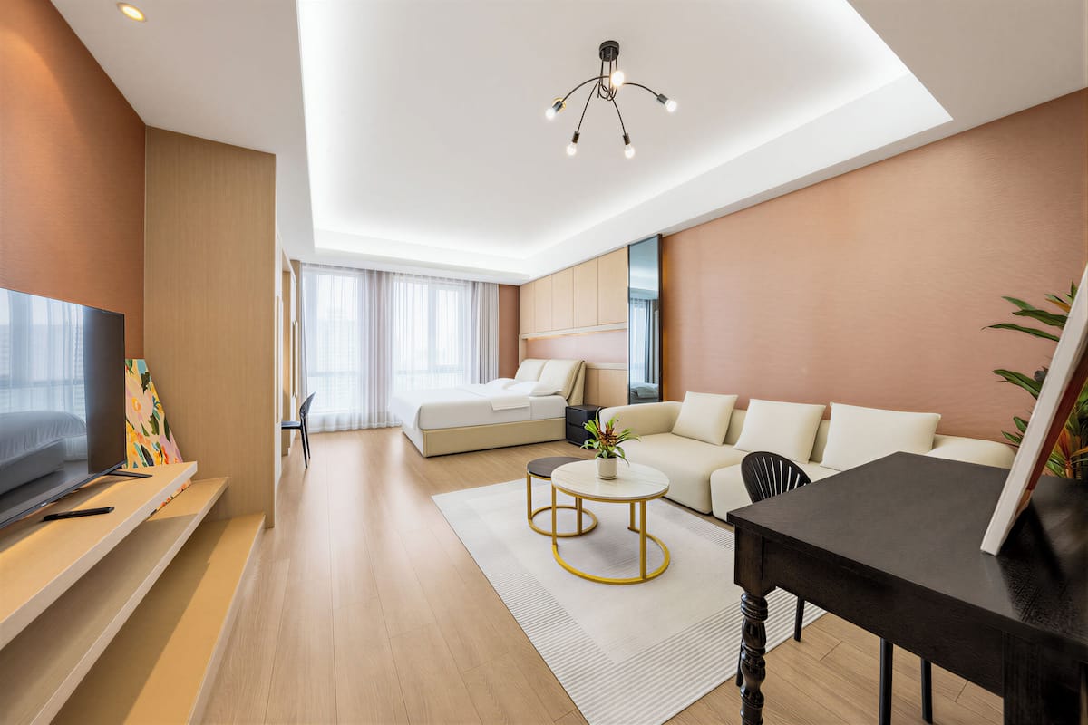 Habitación doble superior, 1 cama de matrimonio grande, vistas a la ciudad | Escritorio, cortinas opacas, sistema de insonorización
