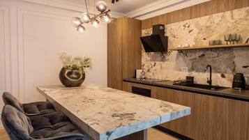 Apartment, 1 King Bed with Sofa bed, City View | Private kitchen