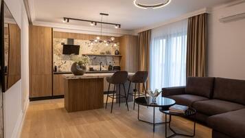 Apartment, 1 King Bed with Sofa bed, City View | Living area