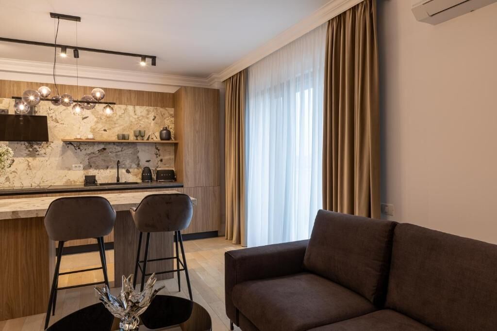Apartment, 1 King-Bett und Schlafsofa, Stadtblick | Wohnbereich