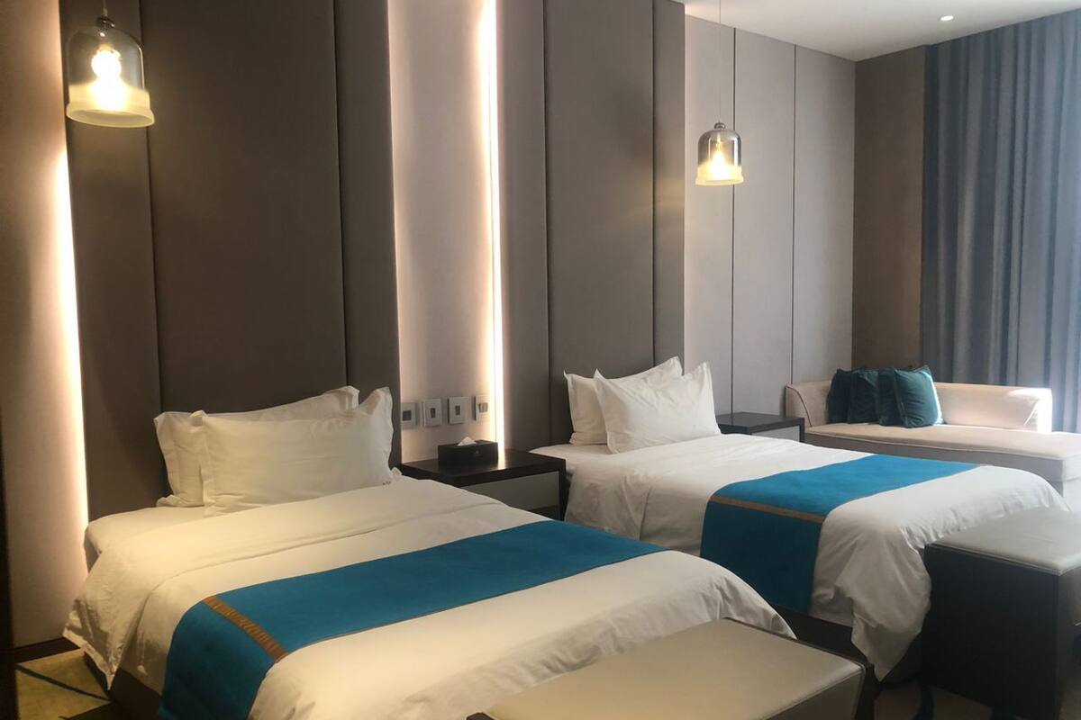 Standard Twin Room, City View | Minibar, in-room safe, desk, laptop workspace