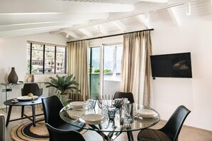 Deluxe Studio, Balcony, Sea View | Dining - Living in Nafplio Luxury Apartments (Nafplio)