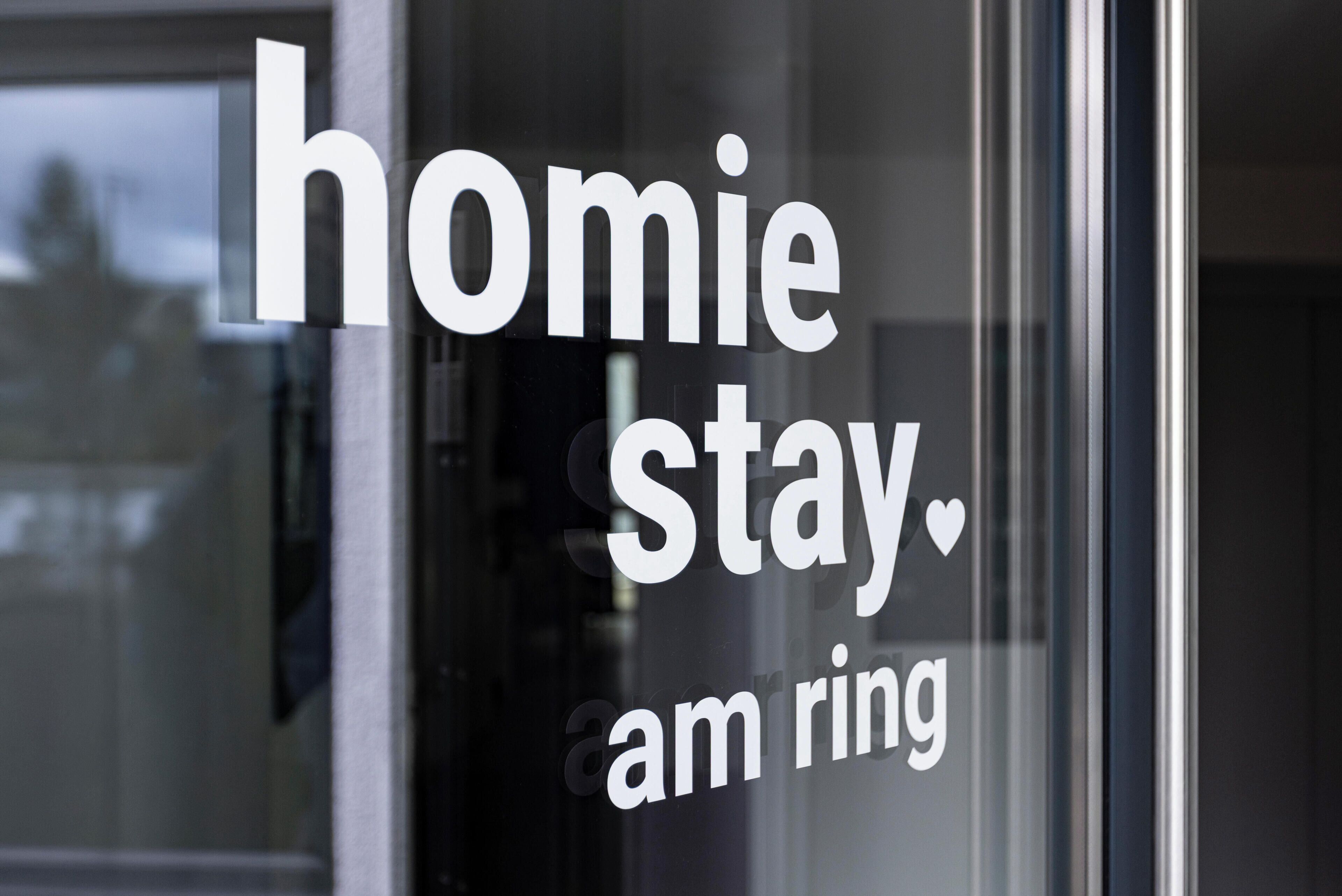 Una ventana con el texto 'homie stay am ring'.