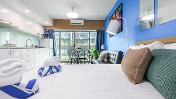 Desk, iron/ironing board, travel crib, WiFi