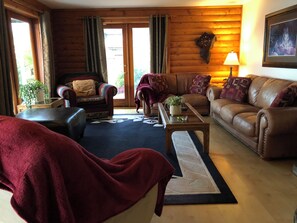 Smart TV, chimenea y libros 