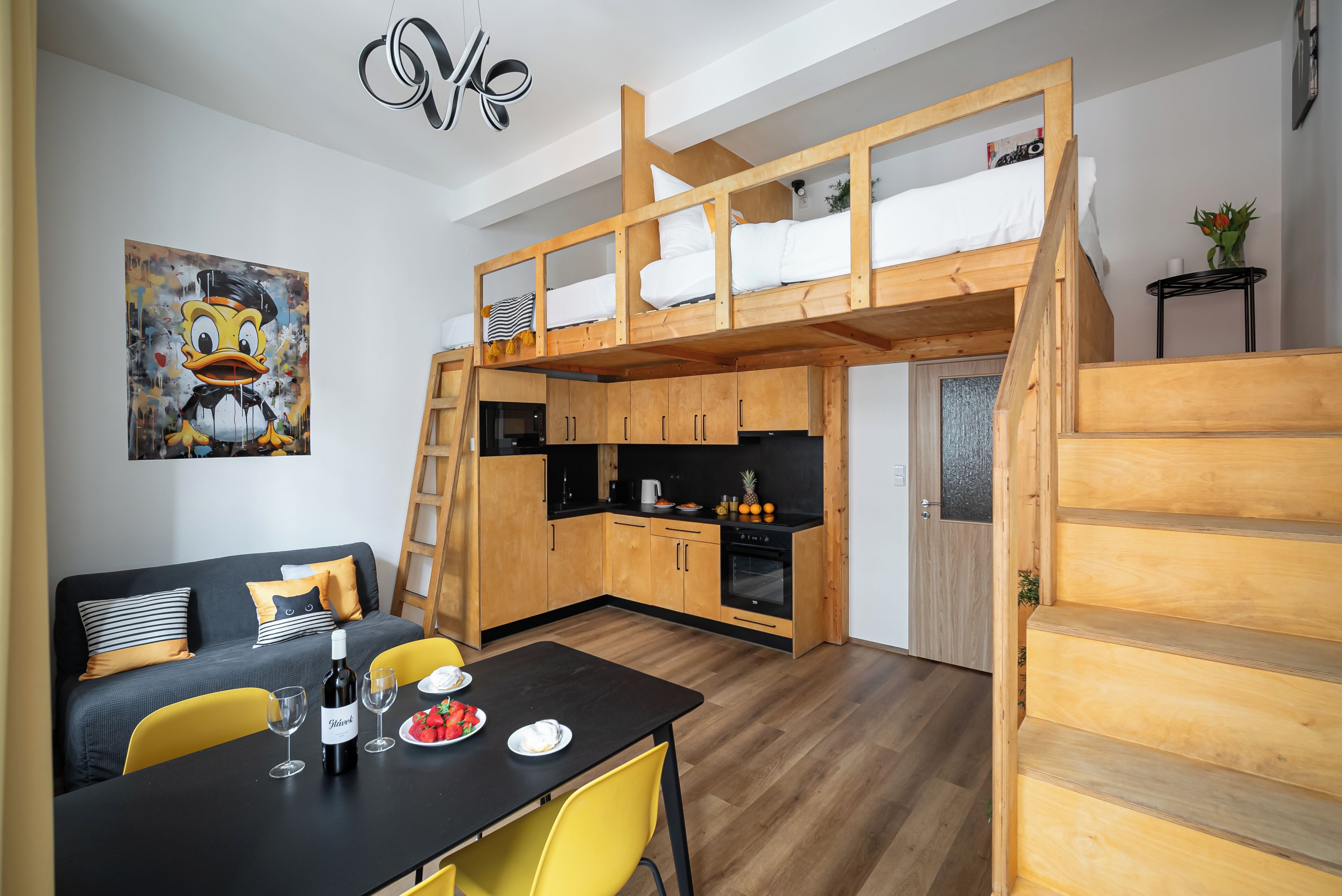 디럭스 아파트, 시내 전망 | 거실 공간