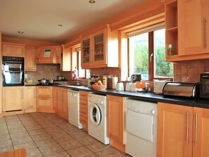 Microwave, oven, dishwasher, high chair