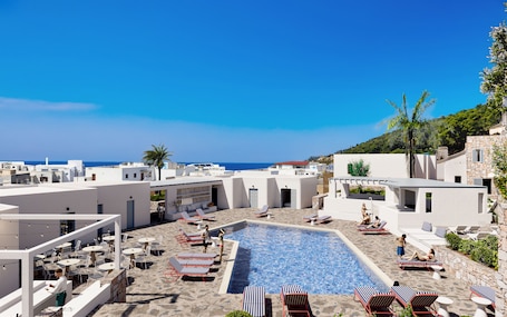 Vista do quarto. Soleil Hotel Paros