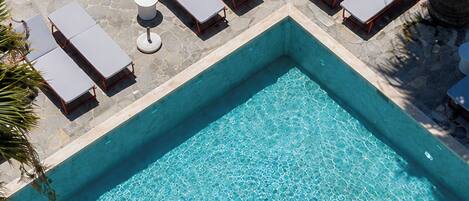 Outdoor pool, pool loungers