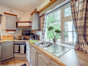 Microwave, oven, high chair, cookware/dishes/utensils