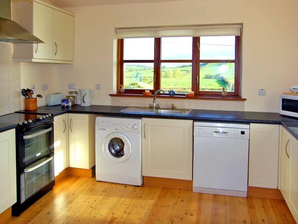 Microwave, oven, dishwasher, high chair