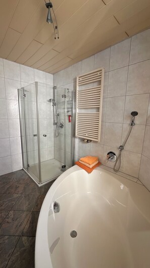 Hair dryer, bidet, towels, toilet paper - Andrea vacation apartment with fantastic garden (Sasbach am Kaiserstuhl)