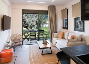 Deluxe Duplex, Mountain View | Living area - Nicole Collection - Meganisi Cove Suites (Meganisi)