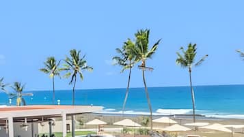 On the beach, white sand