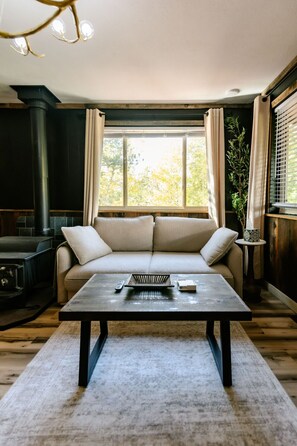 TV, books - Mountain Haus - Cozy Pet Friendly Cabin with Views, Hot Tub & Fire Table (Divide)