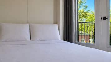 Blackout curtains, soundproofing, free WiFi, bed sheets