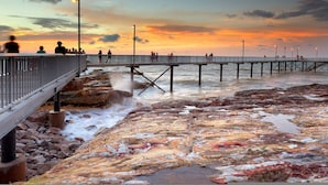 A pier extending into a rocky shoreline with people walking along it. - Zen Marina Rm Bayview - Shared Pool - Central (Darwin)