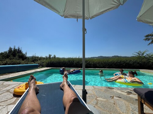 Authentic stone house for 12 on top of the hill in Piedmont with great views and pool