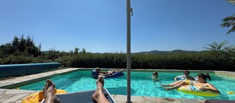 Authentic stone house for 12 on top of the hill in Piedmont with great views and pool