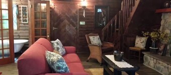 Cozy cabin with pond