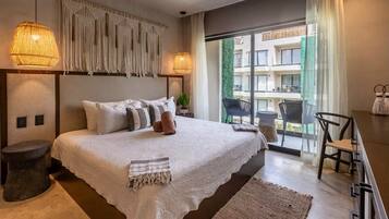 Lägenhet Deluxe - balkong - utsikt mot poolen