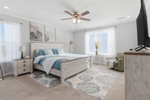 4 bedrooms, desk, iron/ironing board, travel crib