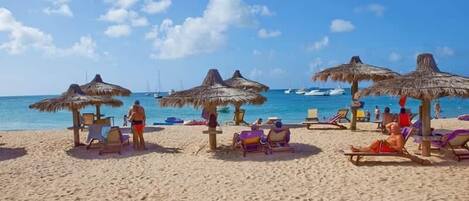 Sun-loungers, beach towels