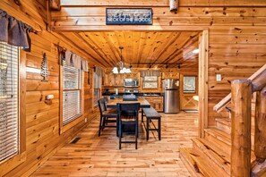 Fridge, microwave, oven, stovetop - Smoky Mountain Hideaway - Hot Tub, Loft & Cozy Nook (Sevierville)