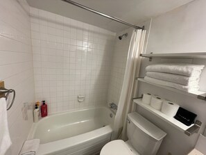 Hair dryer, towels, soap, toilet paper - one bedroom apartment (Calgary)