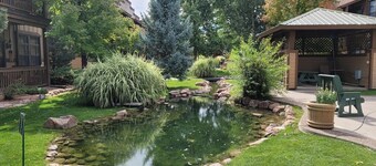 Private Waterfall-View Condo, Luxurious Bedding, Private Patio, Walk to Saloon