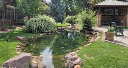 Private Waterfall-View Condo, Luxurious Bedding, Private Patio, Walk to Saloon