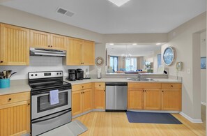 Fridge, microwave, oven, stovetop - Ocean-View Condo + Pool Access + Golf + Trails in Wild Dunes | 411 Summerhouse (Isle Of Palms)