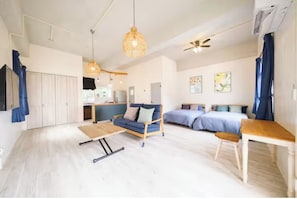 1 slaapkamer, een bureau, gratis wifi, beddengoed