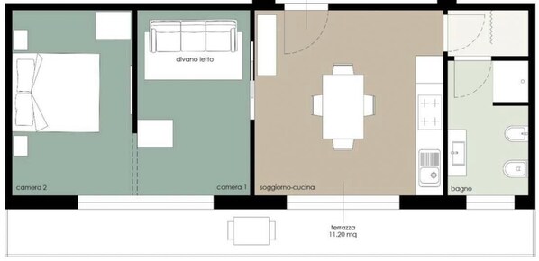 Floor plan - Harmony Retreat - Central Apartment with Terrace and Wi-Fi (Montecatini Terme)