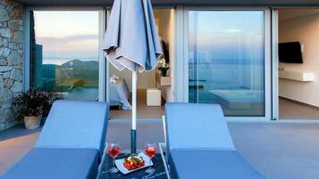 Executive villa, uitzicht op zee | Terras