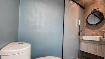 Quadruple Room, Multiple Beds | Bathroom | Hair dryer, slippers, towels, shampoo