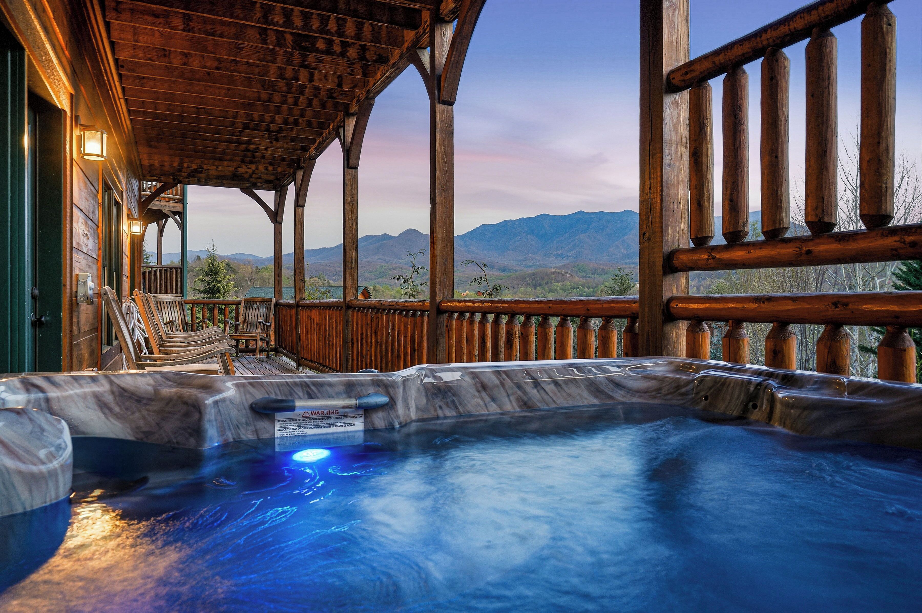 Private hot tub overlooking Smoky Mountain views