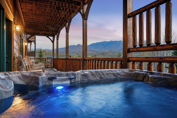Private hot tub overlooking Smoky Mountain views
